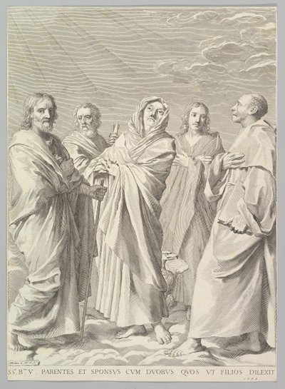 Sts. Anne, Joseph, Joachim, Bernard and John the Evangelist Parenté de la Vierge by Claude Mellan