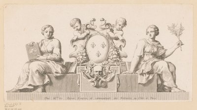 Coat of Arms of the Notaries of the Châtelet in Paris with Personifications of Good Faith and the Law by Claude Mellan