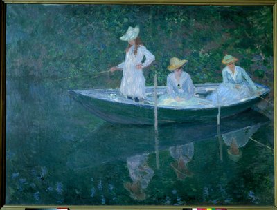 Boat in Giverny or in Norwegian. The Daughters of Madame Hoschede, Germaine, Suzanne and Blanche by Claude Monet