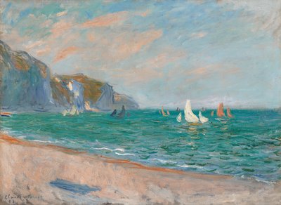 Boats Below the Pourville Cliffs by Claude Monet