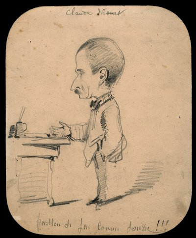 Caricature of a Man Standing by Desk; Sketch of Male Head in Profile by Claude Monet