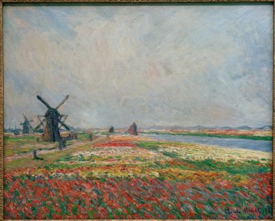 Flower Fields and Windmills Near Leiden by Claude Monet