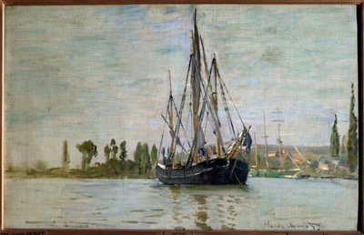 Chasse-Maree at Anchor Near Rouen. Painting by Claude Monet (1840-1926) 1871. Paris, Musee d