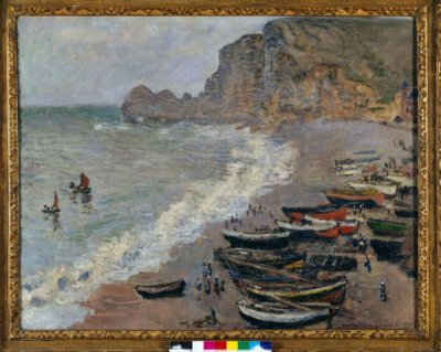 Etretat: The Beach and the Amont Gate by Claude Monet