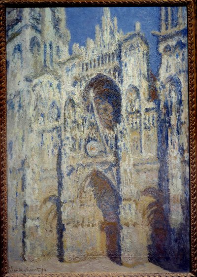 The west portal of Rouen Cathedral and Saint-Romain Tower. Full Sunlight. Harmony blue and gold by Claude Monet