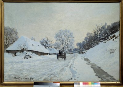The Cart, Road Under Snow in Honfleur (1867) by Claude Monet