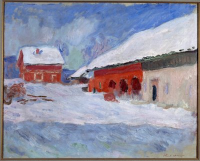 Landscape of Norway, Houses Under the Snow by Claude Monet
