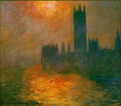 The Parliament, Sunset by Claude Monet