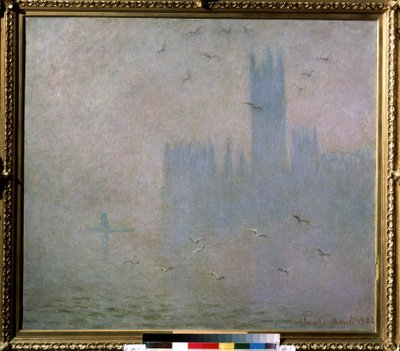 Seagulls. The Thames in London. The Houses of Parliament by Claude Monet