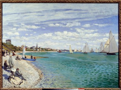 Regattas at Sainte-Adresse. The beach of Sainte-Adresse in Seine-Maritime by Claude Monet