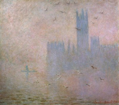 Seagulls. The Thames in London. The Houses of Parliament by Claude Monet