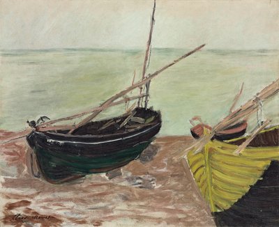 Study of Boats at Etretat Beach by Claude Monet