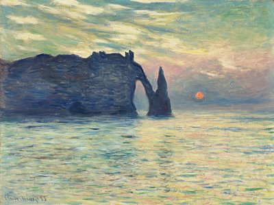 The Cliff, Etretat, Sunset by Claude Monet