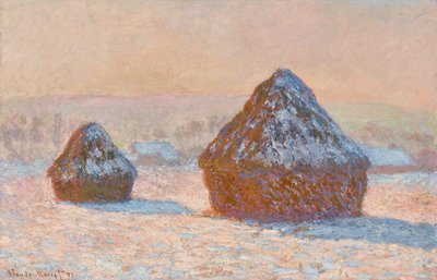 Wheatstacks, Snow Effect, Morning by Claude Monet