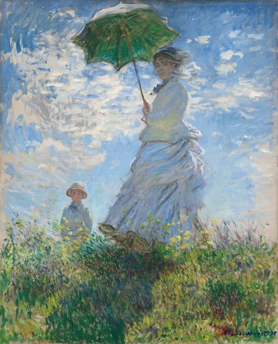 Woman with a Parasol - Madame Monet and Her Son by Claude Monet