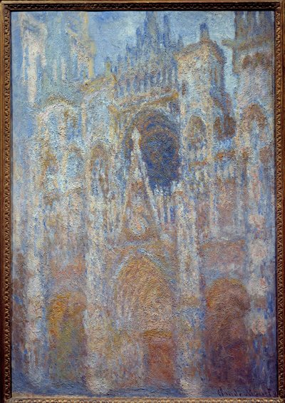 The Portal of Rouen Cathedral, morning sunlight, harmony in blue (1893) by Claude Monet