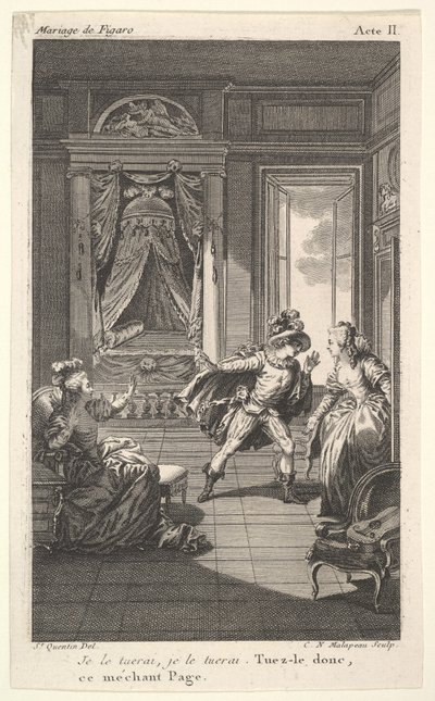 A Man Leans Toward a Woman Standing in a Doorway by Claude Nicolas Malapeau