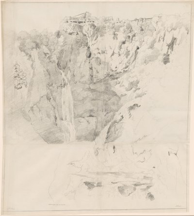 Cliffs with a Waterfall at Tivoli by Claude Thienon