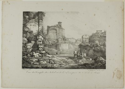 View of the Temple of the Sun and Moon from the Coliseum in Rome by Claude Thienon