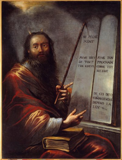 Moses and the Tablets of the Law. Painting by Claude Vignon (1593-1670) 17th century by Claude Vignon