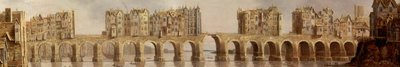 (Detail) Old London Bridge on 1632 Oil Painting View of London Bridge by Claude de Jongh