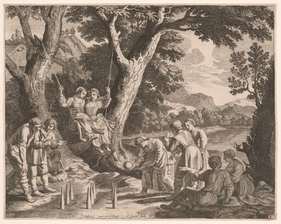 A Game of Boule, Plate 9 from Pastorales by Claudine Bouzonnet Stella