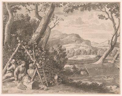 The Bird Catchers, Plate 7 from Pastorales by Claudine Bouzonnet Stella