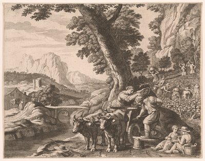The Harvest, Plate 10 from Pastorales by Claudine Bouzonnet Stella