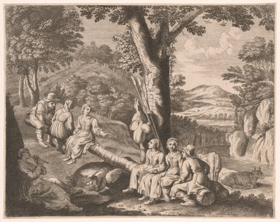 The Swing, Plate 11 from Pastorales by Claudine Bouzonnet Stella