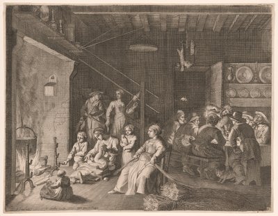 The Vigil at the Farm During Winter, Plate 16 from Pastorales by Claudine Bouzonnet Stella