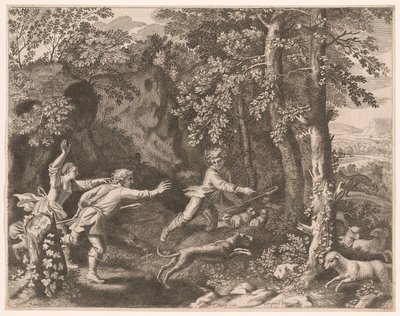 The Wolf Hunt, Plate 5 from Pastorales by Claudine Bouzonnet Stella