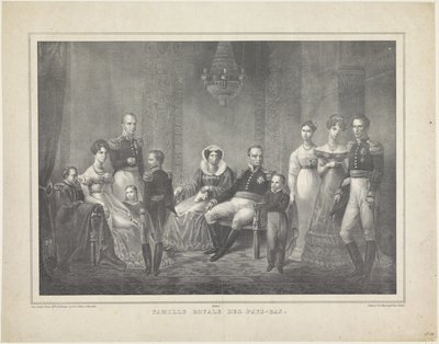 Family Portrait of William I Frederick, King of the Netherlands, Wilhelmina of Prussia, Their Sons with Wives, Their Daughter and Four Grandchildren by Claudio Linati