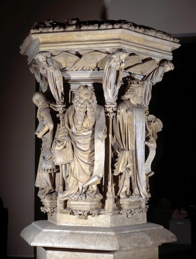 Flemish Gothic Art: pedestal with the representations of Daniel, Zaccharie, Isaiah, Moses, Jeremie and David by Claus Sluter known as the Puits of Moses by Claus Sluter