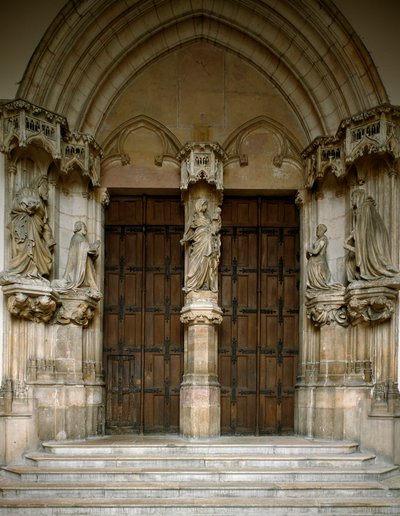 View of the portal of the Chartreuse of Champmol. It is decorated with five sculptures made by Sluter Claus (circa 1350 around 1405): the Virgin, the Duke and Duchess of Burgundy, Saint John the Baptist and Saint Margaret. 1386-1401. Dijon (Gold Cote) by Claus Sluter