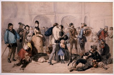 Crowd in the Lobby of the Gare de Lyon by Andrieux by Clément Auguste Andrieux