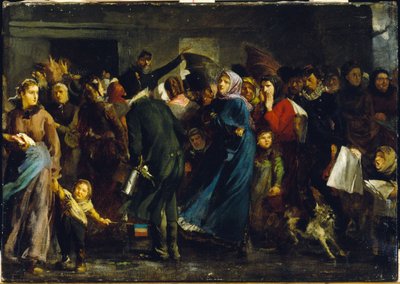 The Queue at the Butcher Shop in 1871 by Clément Auguste Andrieux