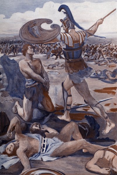 The Death of Patrocles: Hector Kills Patrocles. Illustration by Clement Gontier for Homer