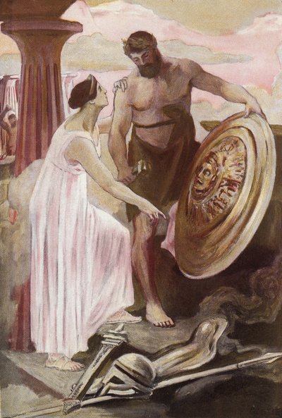 The Shield of Achilles Created by Vulcan. Illustration by Clement Gontier for Homer