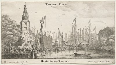 Various Ships and Views of Amsterdam, Part II: Canal near Amsterdam and Tower of Monkel by Clement de Jonghe