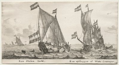 Various Ships and Views of Amsterdam, Part II: Dutch Admiralty Yacht. A Guard Ship by Clement de Jonghe