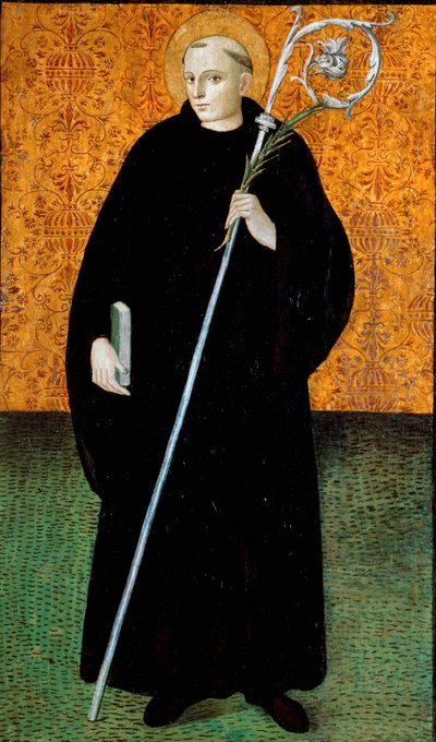 Saint Placide, Benedictine Monk Wood Painting by Nicola Filotesio dit Cola del Amatrice by Cola dellAmatrice