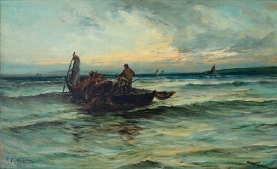 Hauling in the Nets at Sunset by Colin Hunter