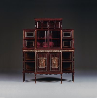 An ivory inlaid rosewood-veneered cabinet by Collinson and Lock
