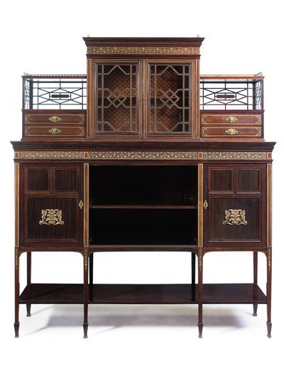 Late Victorian inlaid side cabinet by Collinson and Lock