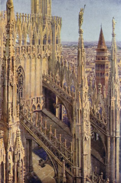 A Wing of the Duomo and the Tower of St Gottardo, Milan by Commendator Formilli