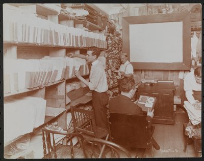 Small Screening Room at the Empire Film Co with Four Men Working, New York by Company Byron