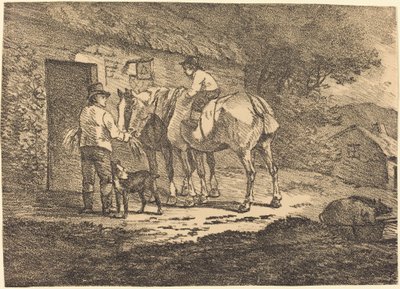 Horses at Cottage Door by Conrad Gessner