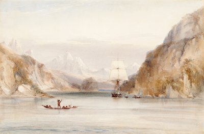 Beagle in the Murray Narrow, Tierra del Fuego by Conrad Martens
