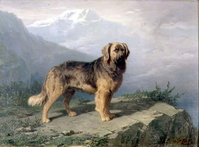 A Mastiff in an Alpine Landscape by Conradyn Cunaeus
