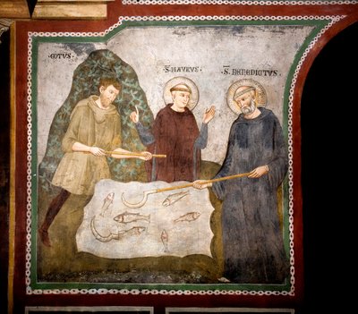 The Miracle of the Goth St. Benedict of Nursie (Fresco) by Consolo 